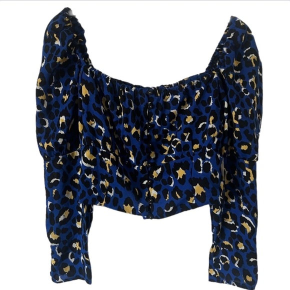 NWT Women’s Leopard Print Top - Blue and Gold - Picture 1 of 5